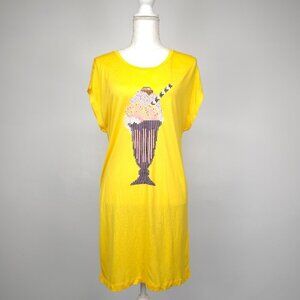 M MISSONI Yellow Summery Loose Fit Oversized Shirt with Ice Cream Design